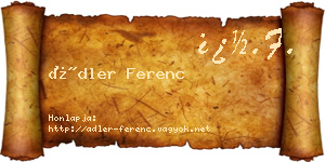 Ádler Ferenc névjegykártya