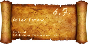 Ádler Ferenc névjegykártya